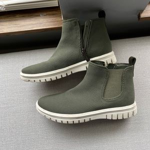 Khaki green waterproof sneaker booties